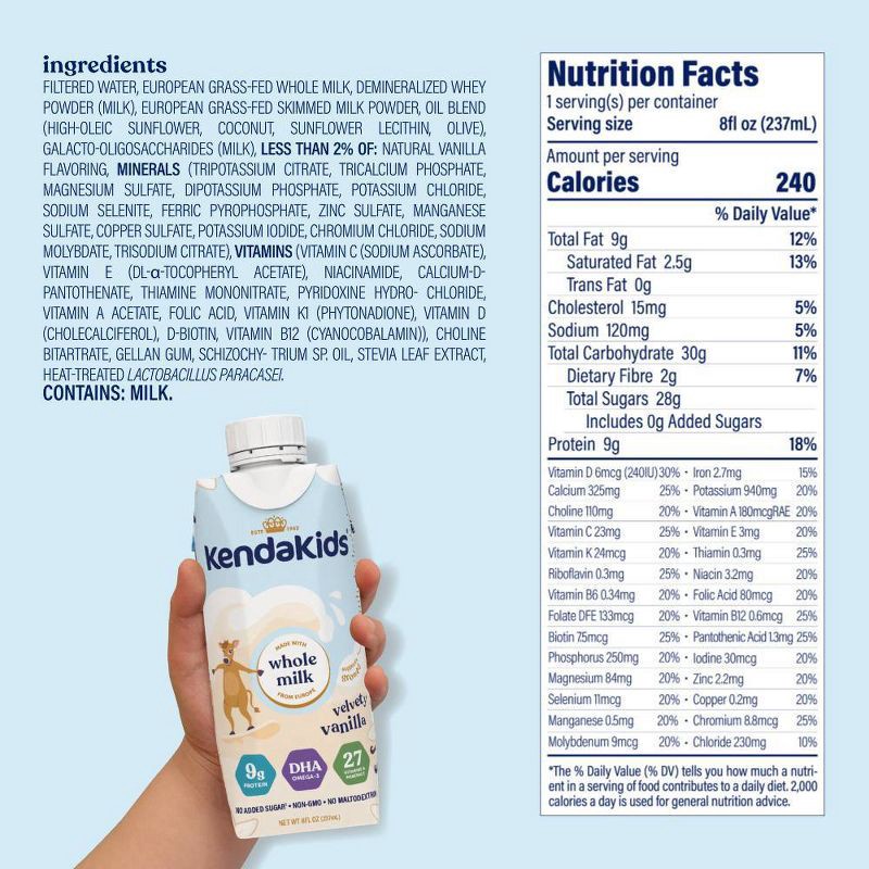 slide 10 of 12, Kendakids Complete Nutrition Shake - Velvety Vanilla - 6pk/48oz, 6 ct, 48 oz
