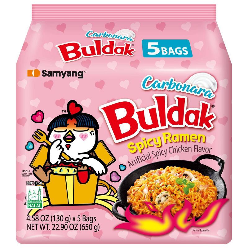 slide 1 of 7, Samyang Buldak Spicy Chicken Carbonara Ramen Noodles - 22.90oz/5ct, 22.90 oz, 5 ct