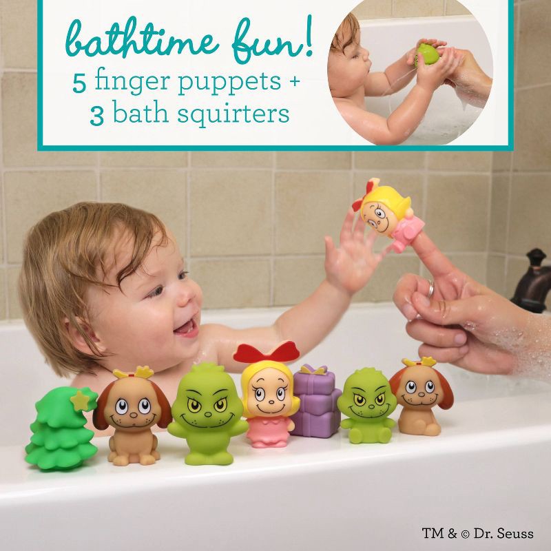 slide 4 of 10, Infantino Baby Grinch Bath Toy Gift Set - Christmas, 1 ct