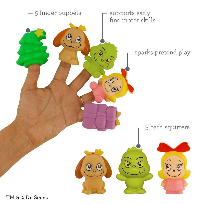 slide 7 of 10, Infantino Baby Grinch Bath Toy Gift Set - Christmas, 1 ct