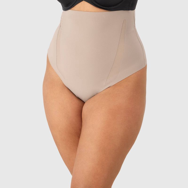 slide 2 of 4, Maidenform Women's Shapewear Extra Firm Shaping Thong SES200 - Evening Blush M: Waist Slimming Control Panties, 1 ct