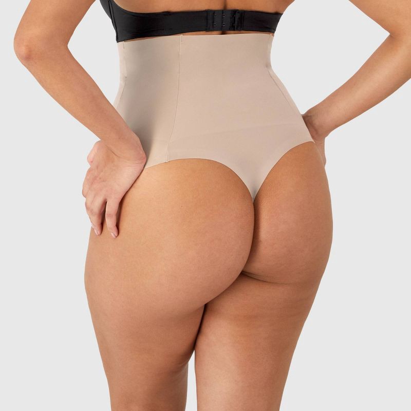 slide 3 of 4, Maidenform Women's Shapewear Extra Firm Shaping Thong SES200 - Evening Blush M: Waist Slimming Control Panties, 1 ct