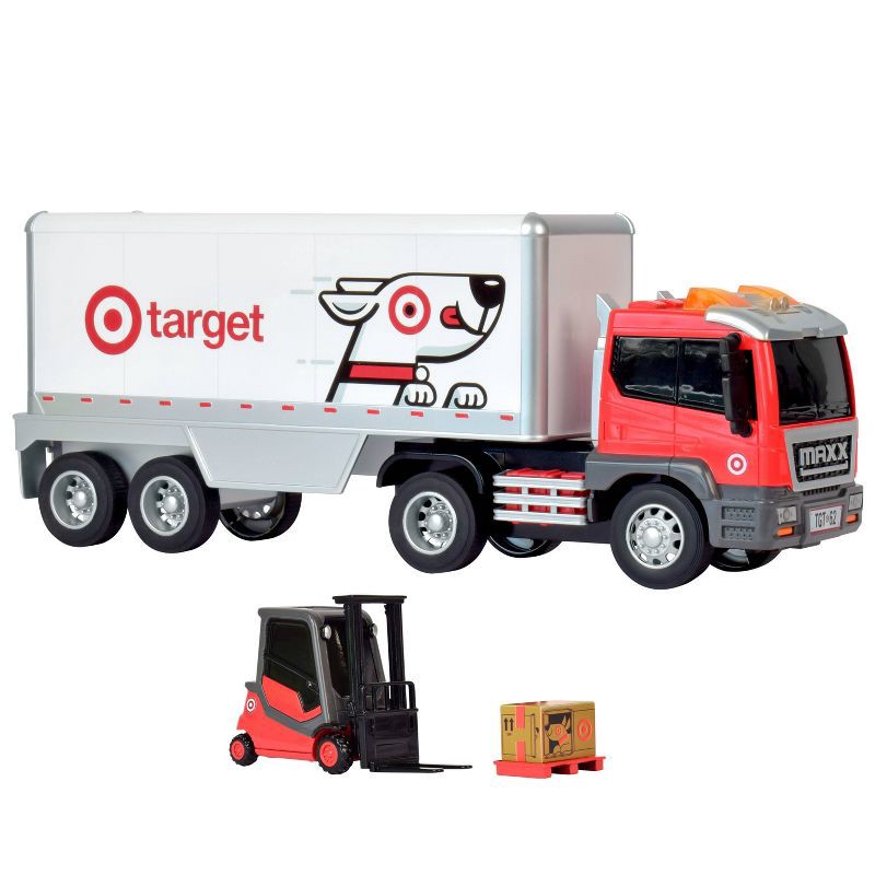 slide 2 of 6, Maxx Action Bullseye's Highway Hauler Playset - Target Truck with Lights, Sounds and Accessories: Metal Toy Trailer, 1 ct