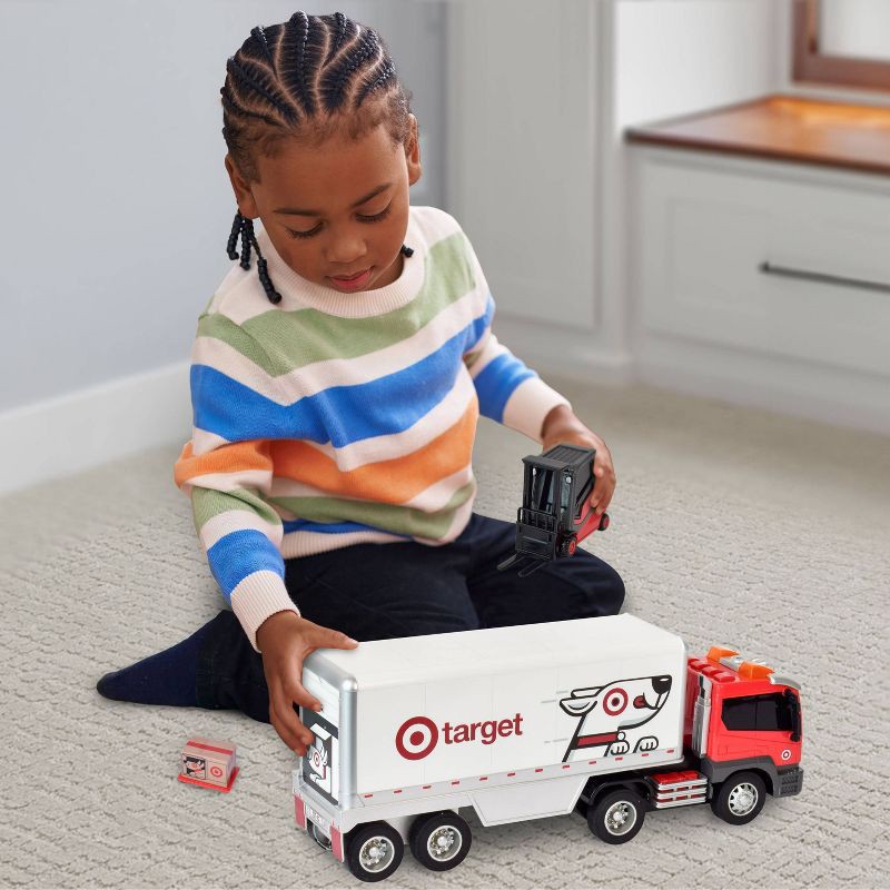 slide 4 of 6, Maxx Action Bullseye's Highway Hauler Playset - Target Truck with Lights, Sounds and Accessories: Metal Toy Trailer, 1 ct