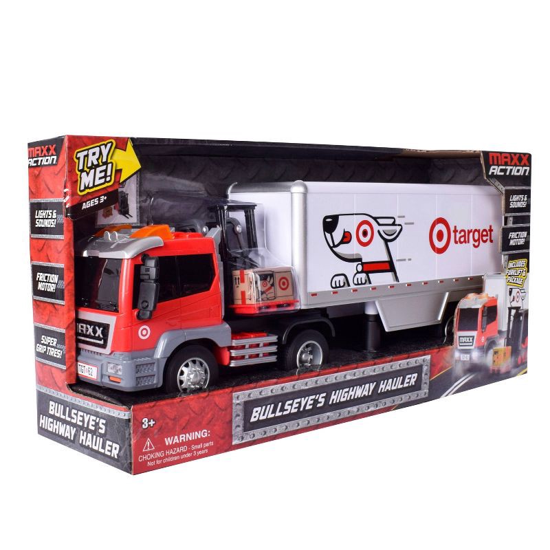 slide 6 of 6, Maxx Action Bullseye's Highway Hauler Playset - Target Truck with Lights, Sounds and Accessories: Metal Toy Trailer, 1 ct