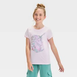 Girls' Short Sleeve 'Unicorn' Graphic T-Shirt - Cat & Jack™ Light Pink L