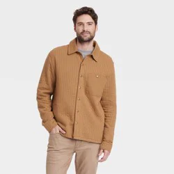 Men's Quilted Knit Shirt Jacket - Goodfellow & Co™ Brown M