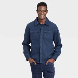 Men's Long Sleeve Shirt Jacket - Goodfellow & Co™ Dark Blue M