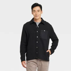 Men's Quilted Knit Shirt Jacket - Goodfellow & Co™ Black S