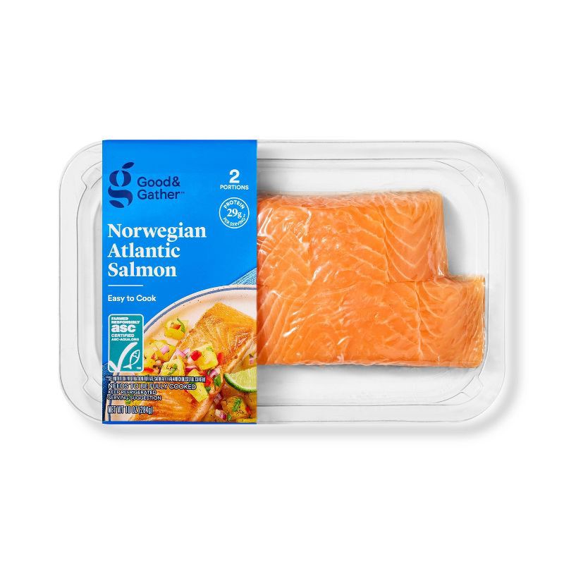 slide 1 of 3, Skin-On Atlantic Salmon - 10oz/2pk - Good & Gather™, 2 ct; 10 oz