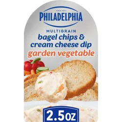 Philadelphia Multigrain Bagel Chips & Garden Vegetable Cream Cheese Dip Snack - 2.5oz