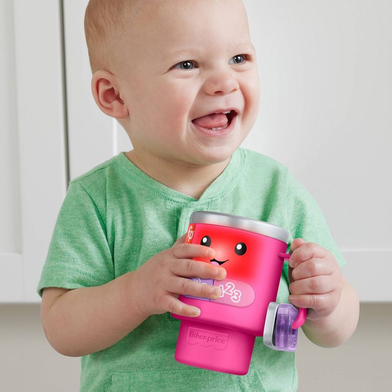 slide 2 of 6, Fisher-Price Laugh & Learn Wake up & Learn Coffee Mug - Pink, 1 ct
