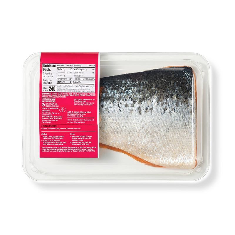 slide 3 of 3, Sweet Bourbon Flavored Skin-On Atlantic Salmon - 14oz - Good & Gather™, 14 oz