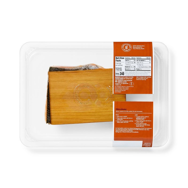 slide 2 of 3, Skin-On Salmon Portion with Cedar Plank - 12oz - Good & Gather™, 12 oz