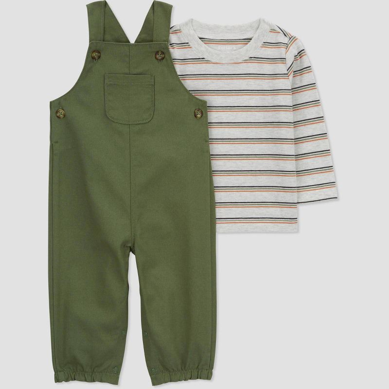 slide 3 of 4, Carter's Just One You® Baby Boys' Striped Undershirt & Bottom Set - Green 3M: Midweight Cotton Blend, Long Sleeve Pullover, 1 ct