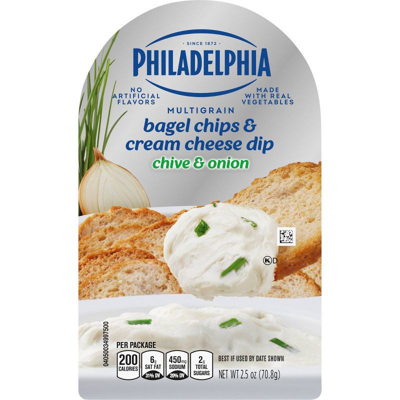 slide 6 of 8, Philadelphia Multigrain Bagel Chips & Chive & Onion Cream Cheese Dip Snack - 2.5oz, 2.5 oz