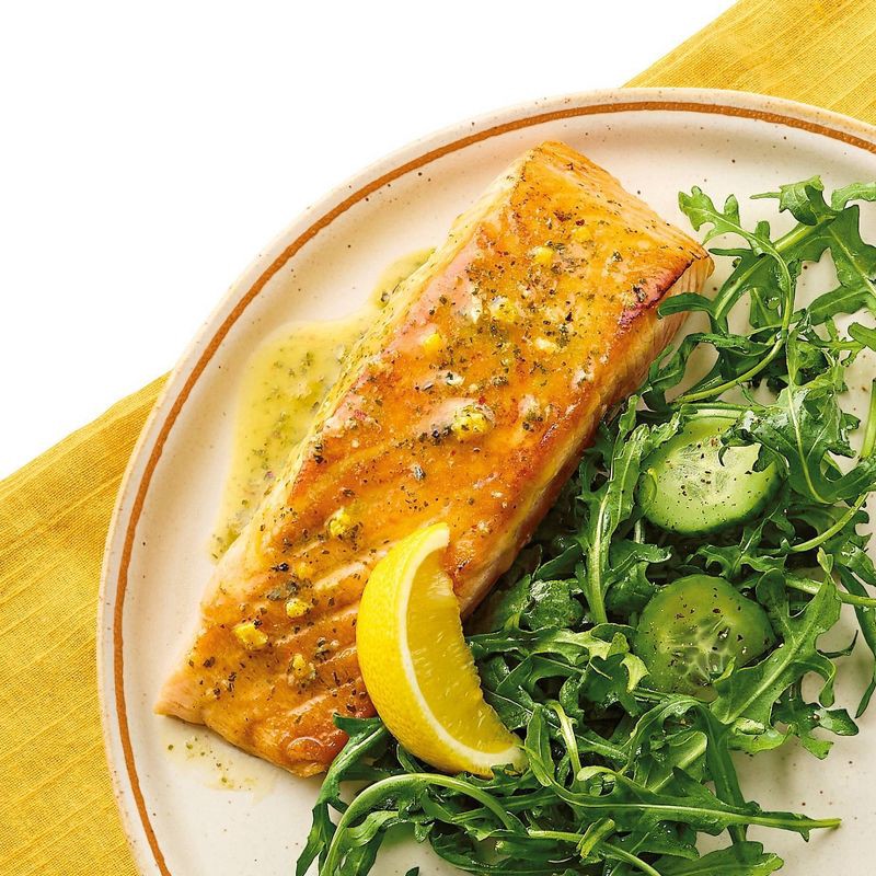 slide 2 of 3, Skin-On Atlantic Salmon with Lemon Pepper Butter - 10.7oz/2pk - Good & Gather™, 10.7 oz, 2 ct