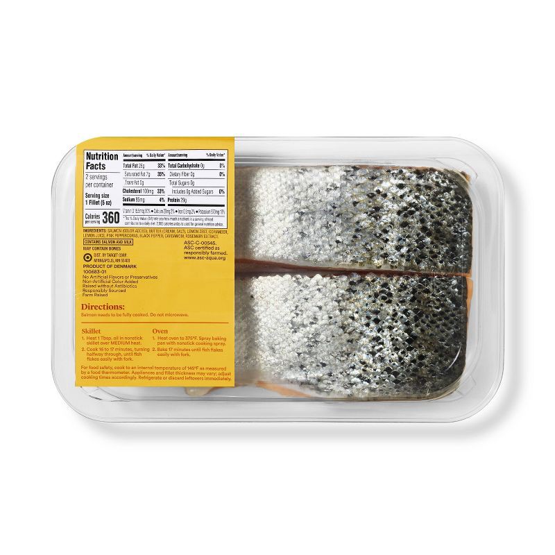 slide 2 of 3, Skin-On Atlantic Salmon with Lemon Pepper Butter - 10.7oz/2pk - Good & Gather™, 10.7 oz, 2 ct