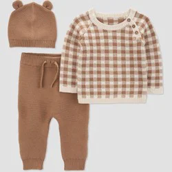 Carter's Just One You® Baby Boys' Checkered Top & Bottom Set - Cream/Brown 18M