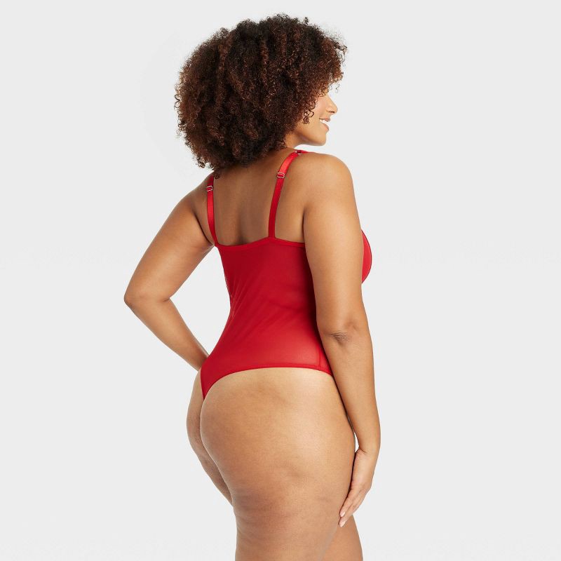 slide 2 of 5, Women's Rhinestone Lingerie Bodysuit - Auden™ Red XXL, 1 ct