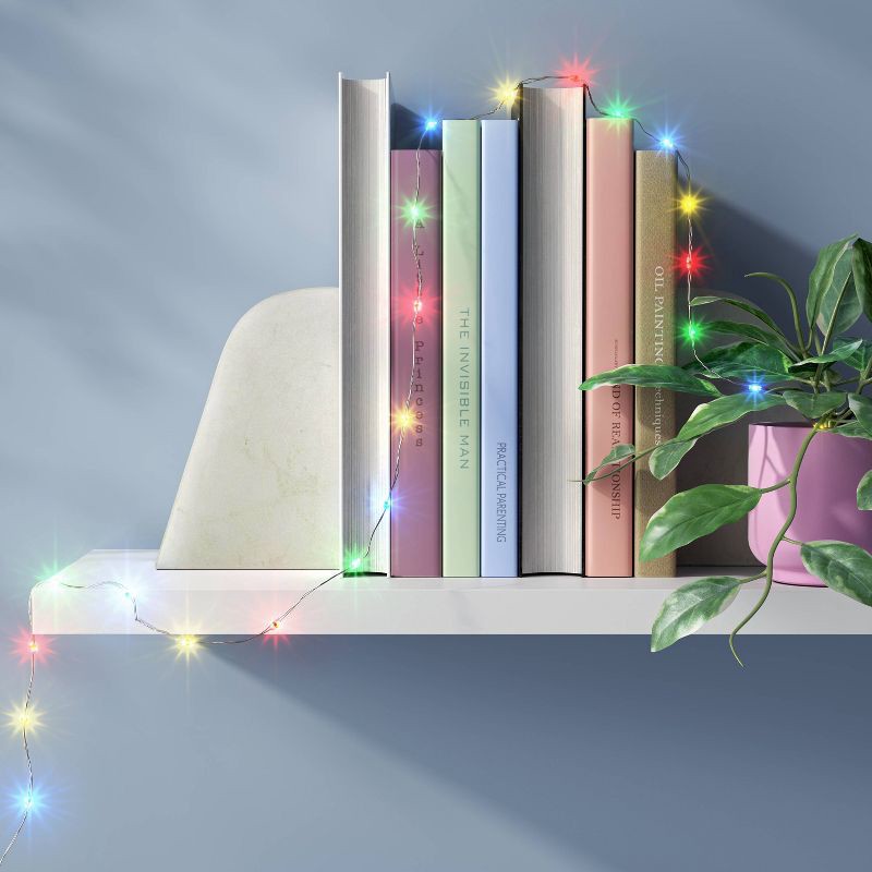 slide 3 of 4, 10.5' 30ct Battery Operated LED Dewdrop Fairy String Lights with Silver Wire - Room Essentials™, 30 ct