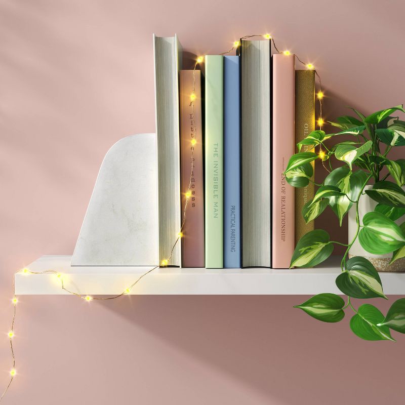 slide 3 of 4, 10.5' 30ct Battery Operated Twinkling LED Dewdrop Fairy String Lights Warm White with Gold Wire - Room Essentials™, 30 ct