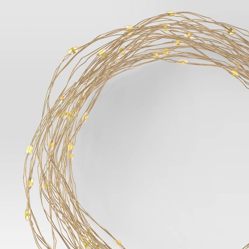 slide 1 of 4, 10.5' 30ct Battery Operated Twinkling LED Dewdrop Fairy String Lights Warm White with Gold Wire - Room Essentials™, 30 ct