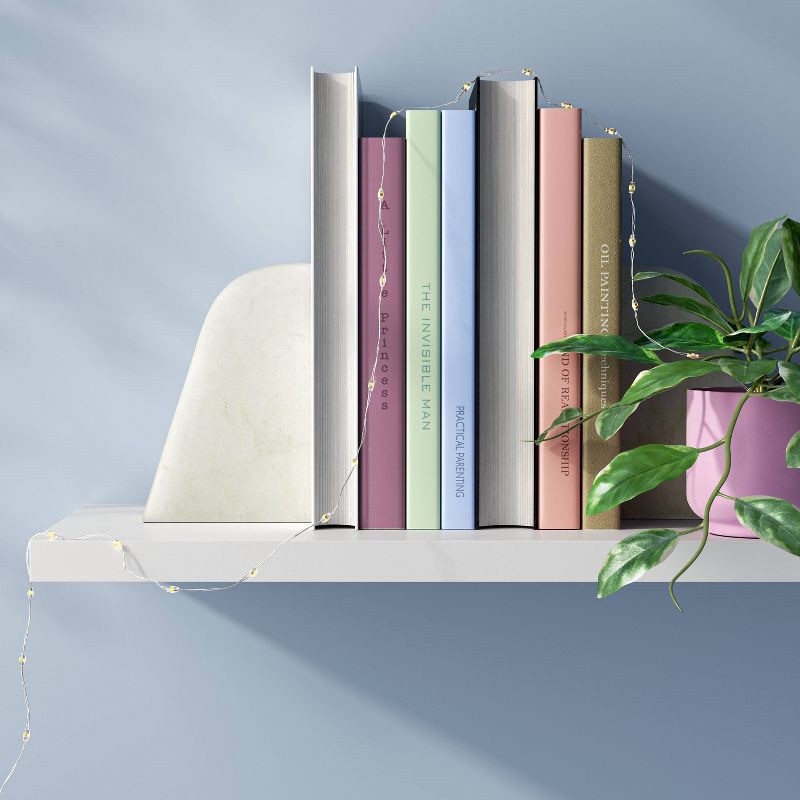 slide 2 of 4, 10.5' 30ct Battery Operated LED Dewdrop Fairy String Lights Warm White with Silver Wire - Room Essentials™, 30 ct