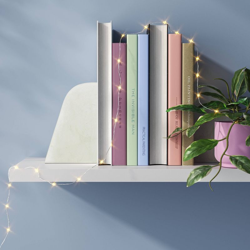 slide 3 of 4, 10.5' 30ct Battery Operated LED Dewdrop Fairy String Lights Warm White with Silver Wire - Room Essentials™, 30 ct