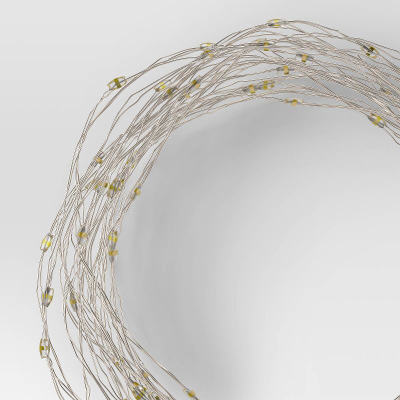 slide 1 of 4, 10.5' 30ct Battery Operated Twinkling LED Dewdrop Fairy String Lights Warm White with Silver Wire - Room Essentials™, 30 ct