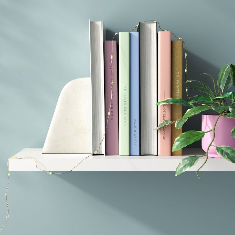 slide 2 of 4, 10.5' 30ct Battery Operated LED Dewdrop Fairy String Lights Bright White with Gold Wire - Room Essentials™, 30 ct