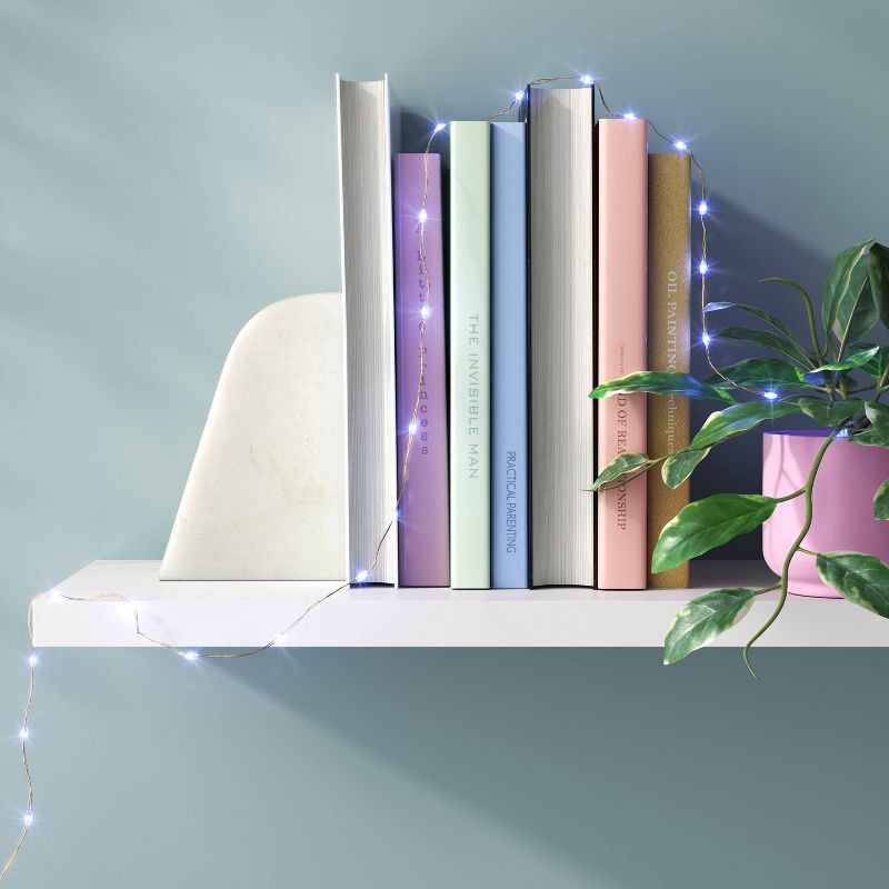 slide 3 of 4, 10.5' 30ct Battery Operated LED Dewdrop Fairy String Lights Bright White with Gold Wire - Room Essentials™, 30 ct