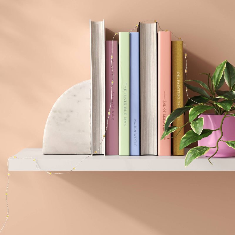 slide 2 of 3, 10.5' 30ct Battery Operated LED Dewdrop Fairy String Lights Bright White with Silver Wire - Room Essentials™, 30 ct