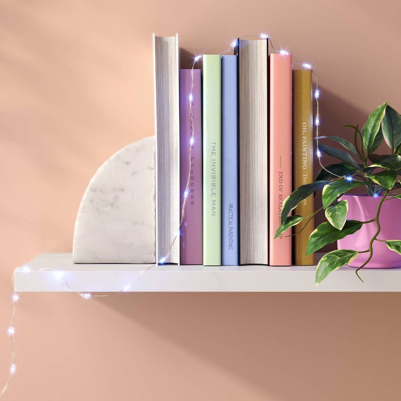 slide 3 of 3, 10.5' 30ct Battery Operated LED Dewdrop Fairy String Lights Bright White with Silver Wire - Room Essentials™, 30 ct