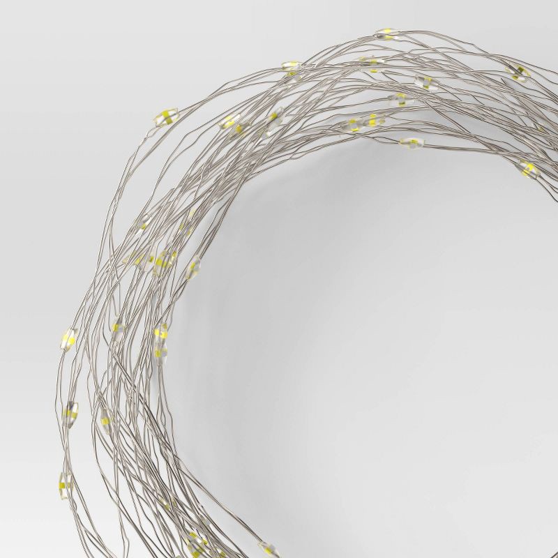 slide 1 of 3, 10.5' 30ct Battery Operated LED Dewdrop Fairy String Lights Bright White with Silver Wire - Room Essentials™, 30 ct