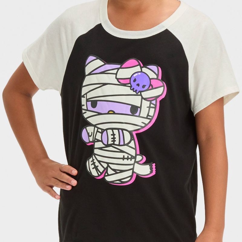 slide 2 of 4, Girls' Hello Kitty Halloween Short Sleeve Graphic T-Shirt - Black S, 1 ct