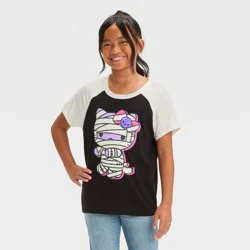Girls' Hello Kitty Halloween Short Sleeve Graphic T-Shirt - Black M