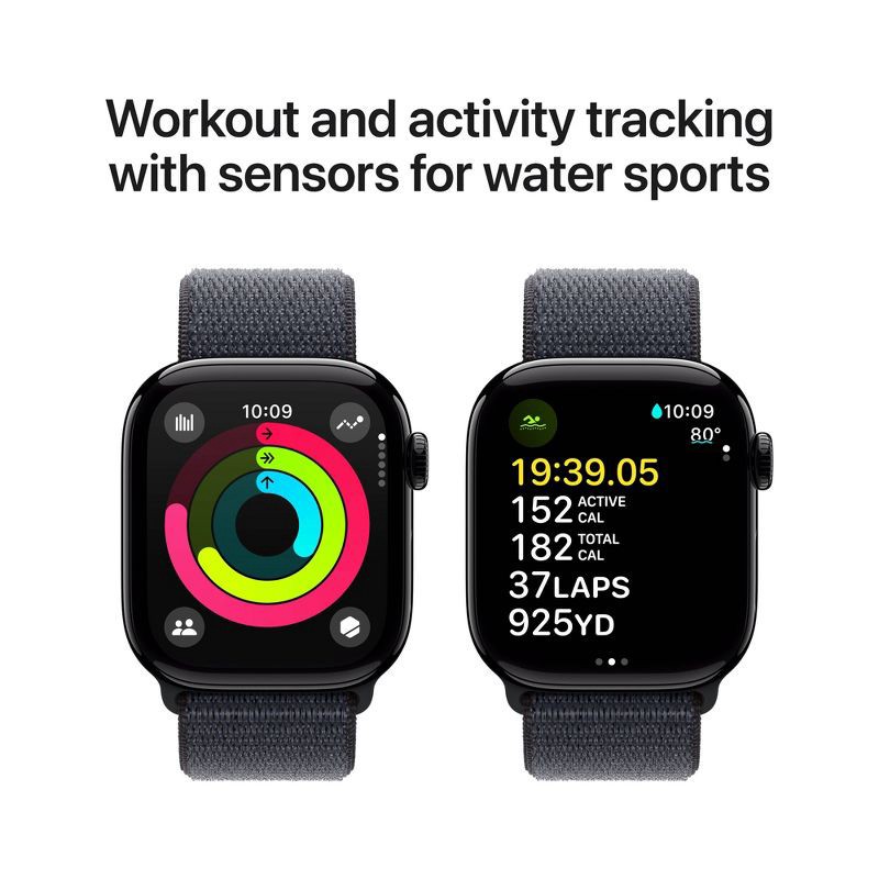 slide 4 of 10, Apple Watch Series 10 GPS 42mm Jet Black Aluminum Case with Ink Sport Loop, 1 ct
