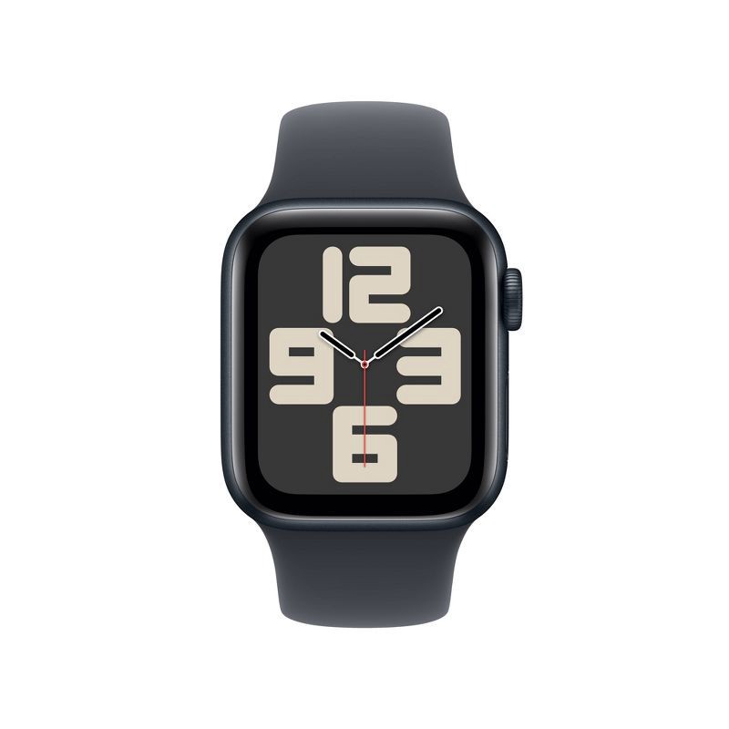 slide 2 of 8, Apple Watch SE GPS (2024) 40mm Midnight Aluminum Case with Midnight Sport Band - S/M, 1 ct