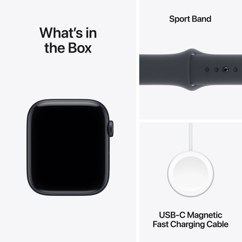 slide 9 of 10, Apple Watch SE 3 GPS 44mm Midnight Aluminum Case with Midnight Sport Band - S/M, 1 ct