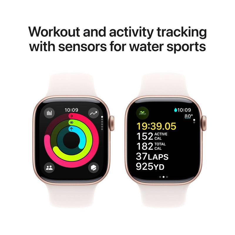 slide 4 of 10, Apple Watch Series 10 GPS + Cellular 42mm Rose Gold Aluminum Case with Light Blush Sport Band - S/M, 1 ct