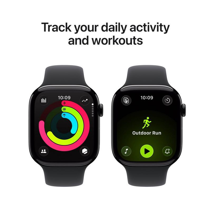 slide 4 of 10, Apple Watch Series 11 GPS 46mm Jet Black Aluminum Case with Black Sport Band - M/L, 1 ct