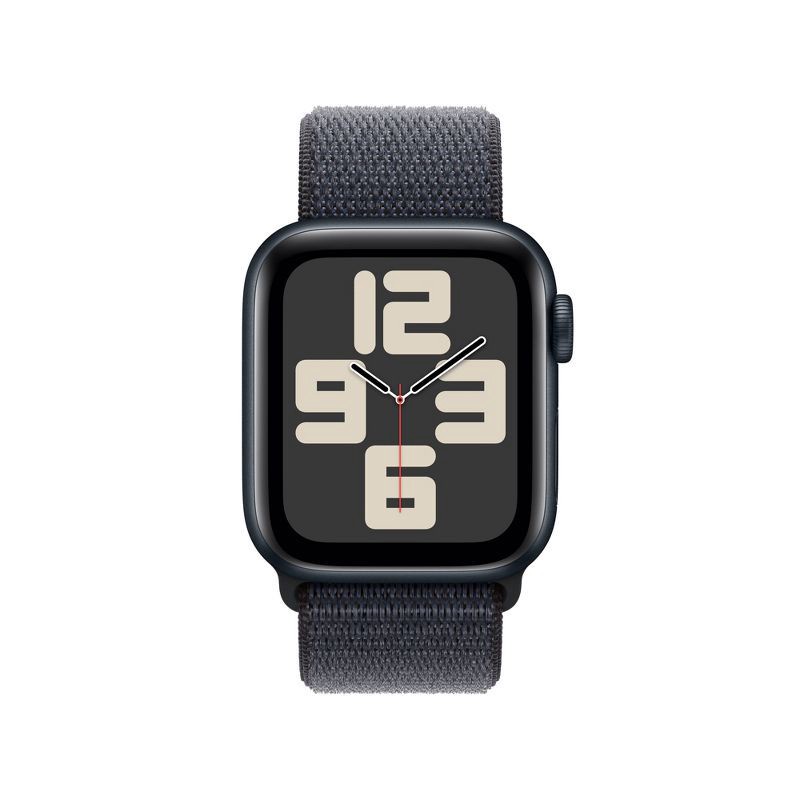 slide 2 of 8, Apple Watch SE GPS (2024) 40mm Midnight Aluminum Case with Ink Sport Loop, 1 ct