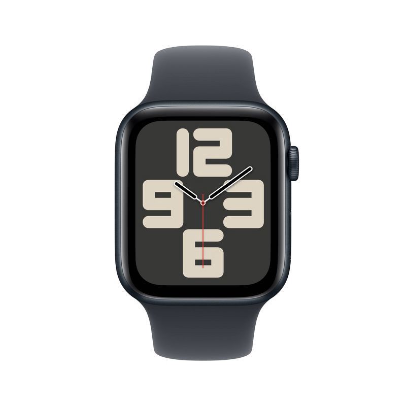 slide 2 of 8, Apple Watch SE GPS (2024) 44mm Midnight Aluminum Case with Midnight Sport Band - M/L, 1 ct