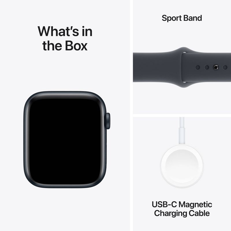 slide 7 of 8, Apple Watch SE GPS (2024) 44mm Midnight Aluminum Case with Midnight Sport Band - S/M, 1 ct