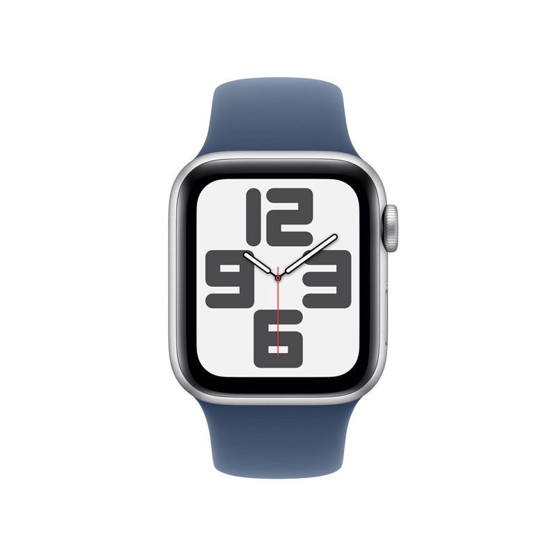 slide 2 of 8, Apple Watch SE GPS (2024) 40mm Silver Aluminum Case with Denim Sport Band - S/M, 1 ct