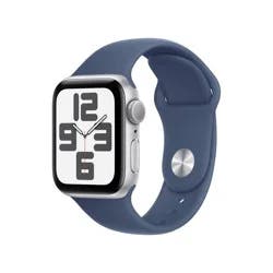 Apple Watch SE GPS (2024) 40mm Silver Aluminum Case with Denim Sport Band - S/M