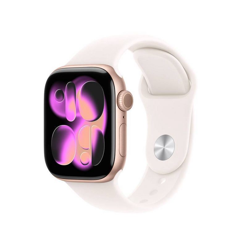 slide 1 of 10, Apple Watch Series 11 GPS 42mm Rose Gold Aluminum Case with Light Blush Sport Band - S/M, 1 ct