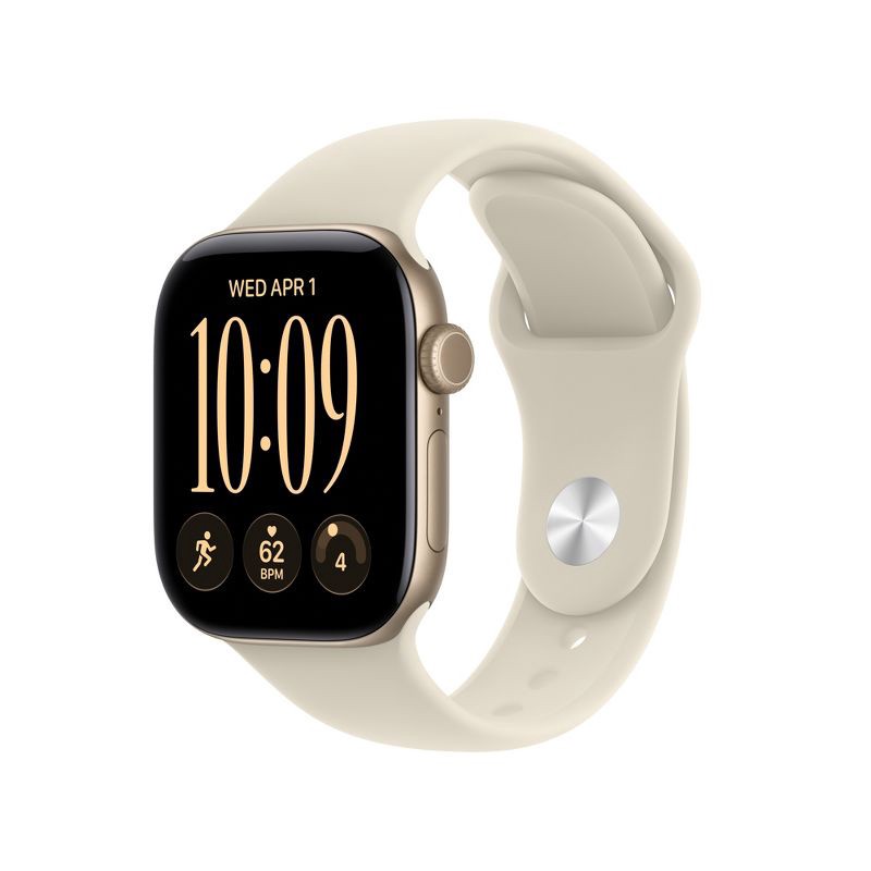 slide 1 of 10, Apple Watch Series 12 GPS 42mm Light Gold Aluminum Case with Sand Sport Band - S/M, 42 mm