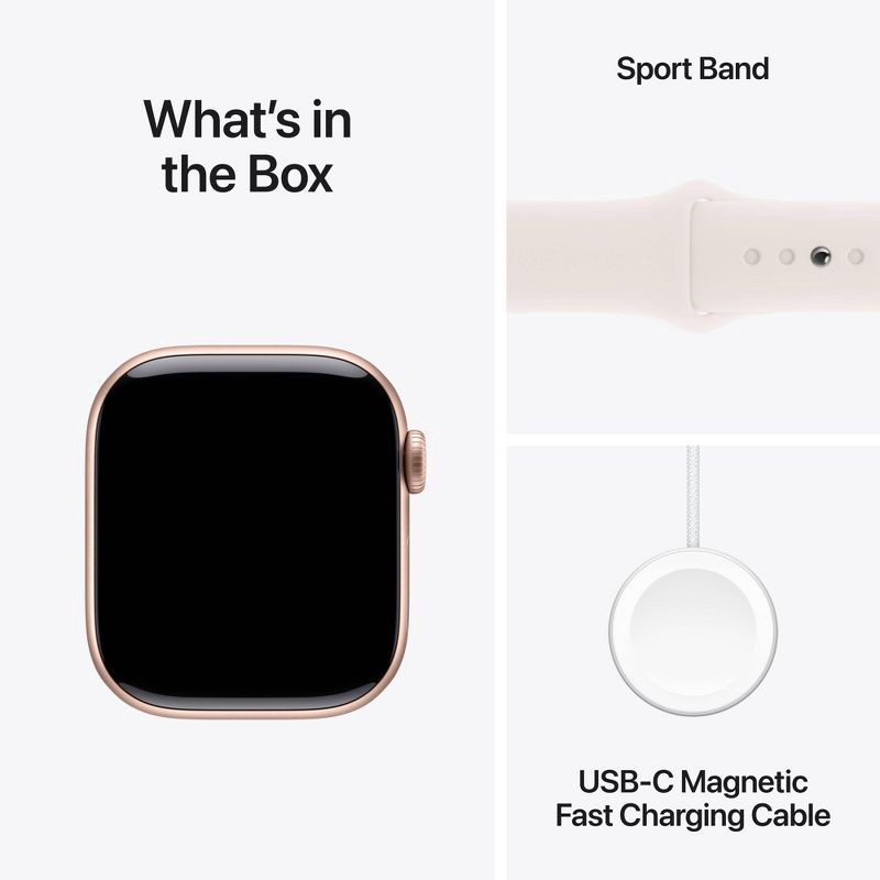 slide 9 of 10, Apple Watch Series 10 GPS 42mm Rose Gold Aluminum Case with Light Blush Sport Band - S/M, 1 ct